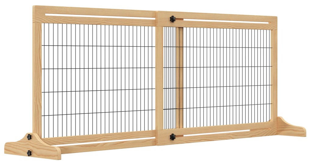 PawHut Barierka Regulowana dla Psów z Drewna Naturalnego 183x36x69cm | Aosom PL