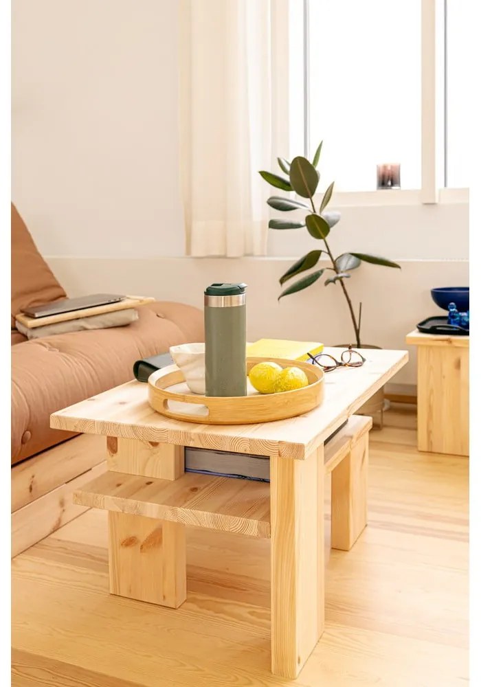 Brązowy stolik z litego drewna sosnowego 45x68 cm Japan – Karup Design