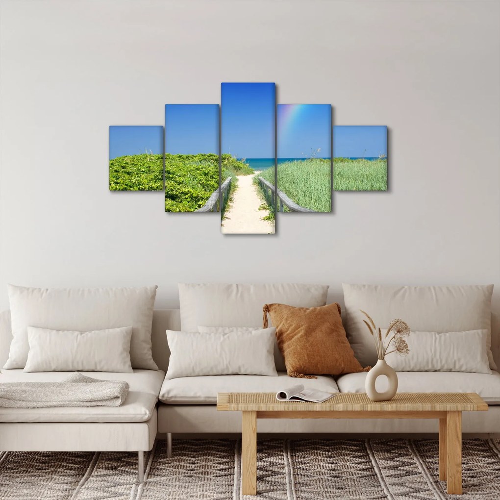 Obraz - Krajobraz i tęcza (125x70 cm)