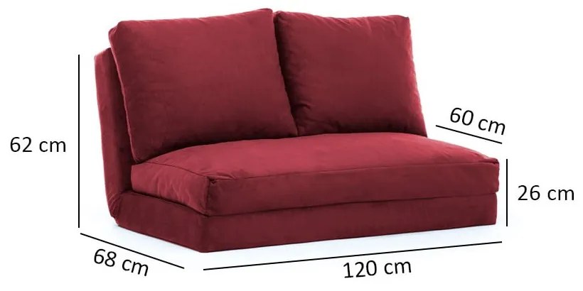 Bordowa rozkładana sofa 120 cm Taida – Balcab Home