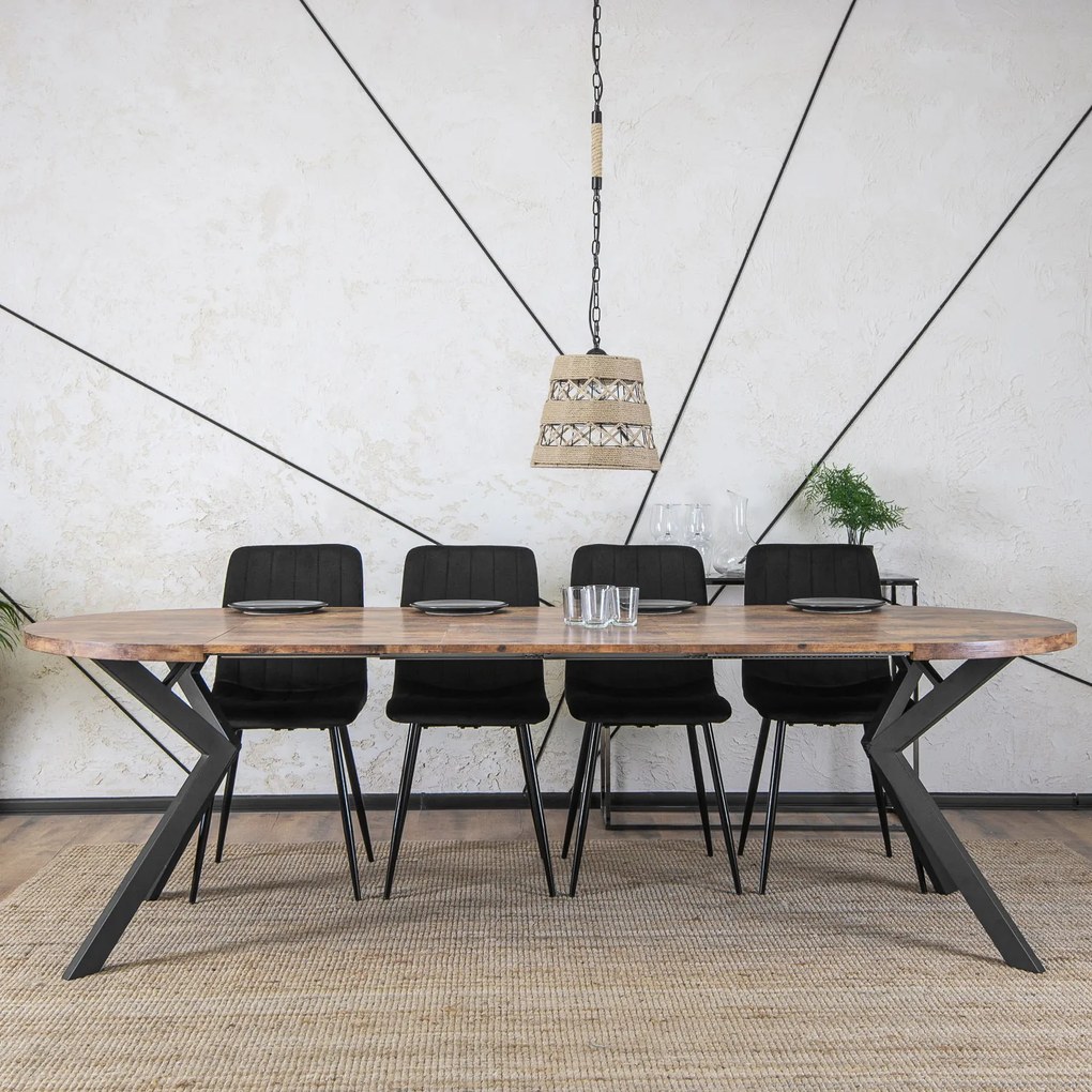 Stół Okrągły Rozkładany LUKAS 100-250 cm Dąb Rustykalny Nowoczesny Loft