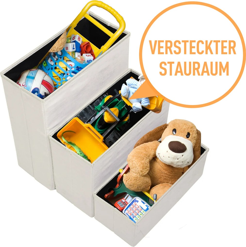 PawHut Schody dla Zwierząt Schodki Składane z Schowkiem MDF Biały 40x54x48 cm | Aosom PL