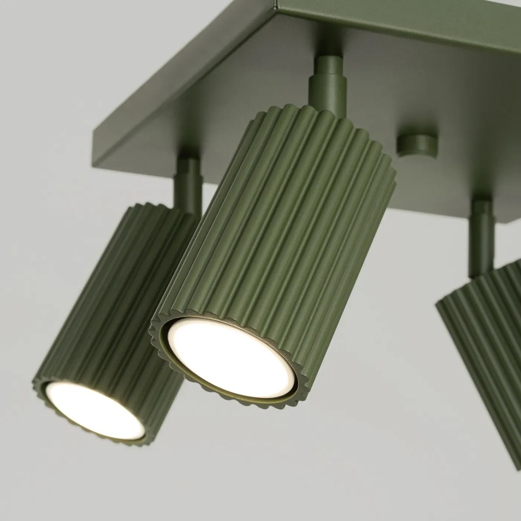 Plafon czteropunktowy KARBON 4 zielony oliwkowy kwadratowy SOLLUX LIGHTING
