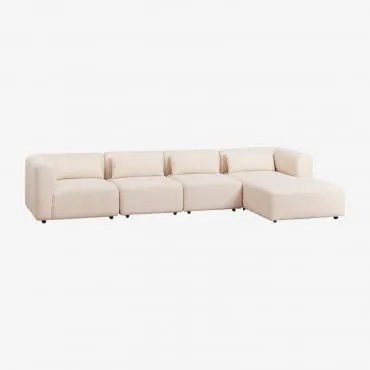 Sofa Modułowy Z Prawym Szezlongiem, 4-częściowy Fogler Tkanina Baranek Boucle Kremowy Beż - Sklum