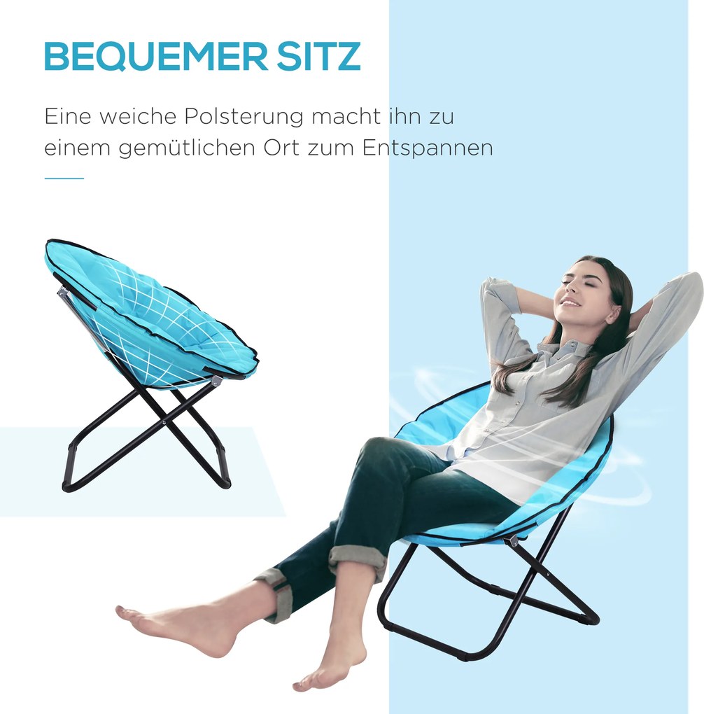 Outsunny Krzesło Składane Kempingowe Ogrodowe Metal Tkanina Oxford Niebieskie 80x80x75cm | Aosom PL