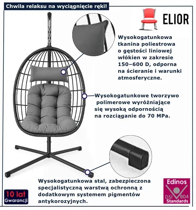 Fotel wiszący typu kokon  P1-H74