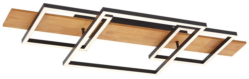 Designerska lampa sufitowa czarna kwadratowa z LED, 3-stopniowa regulacja ściemniania, 3-źródła światła - Nimue