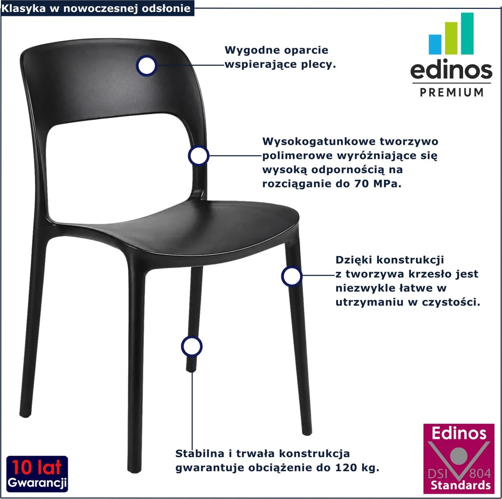 Czarne lekkie plastikowe krzesło sztaplowane L4-M60
