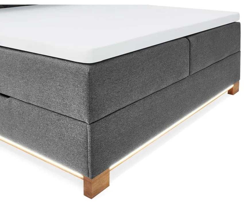 Szare łóżko boxspring ze schowkiem 180x200 cm Messina – Meise Möbel