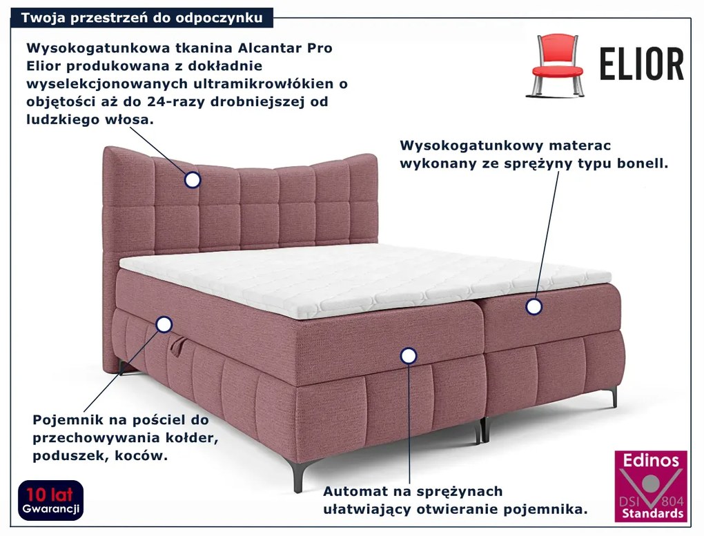 Różowe łóżko z pikowanym zagłówkiem 5 rozmiarów C3-H84