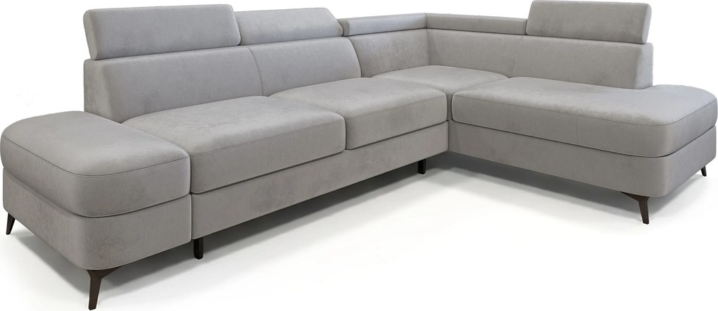 Masseno Narożnik AVISE z funkcją spania i pojemnikiem na pościel Narozniki L, Rozkładana sofa - Jasnoszary, MONOLITH 84