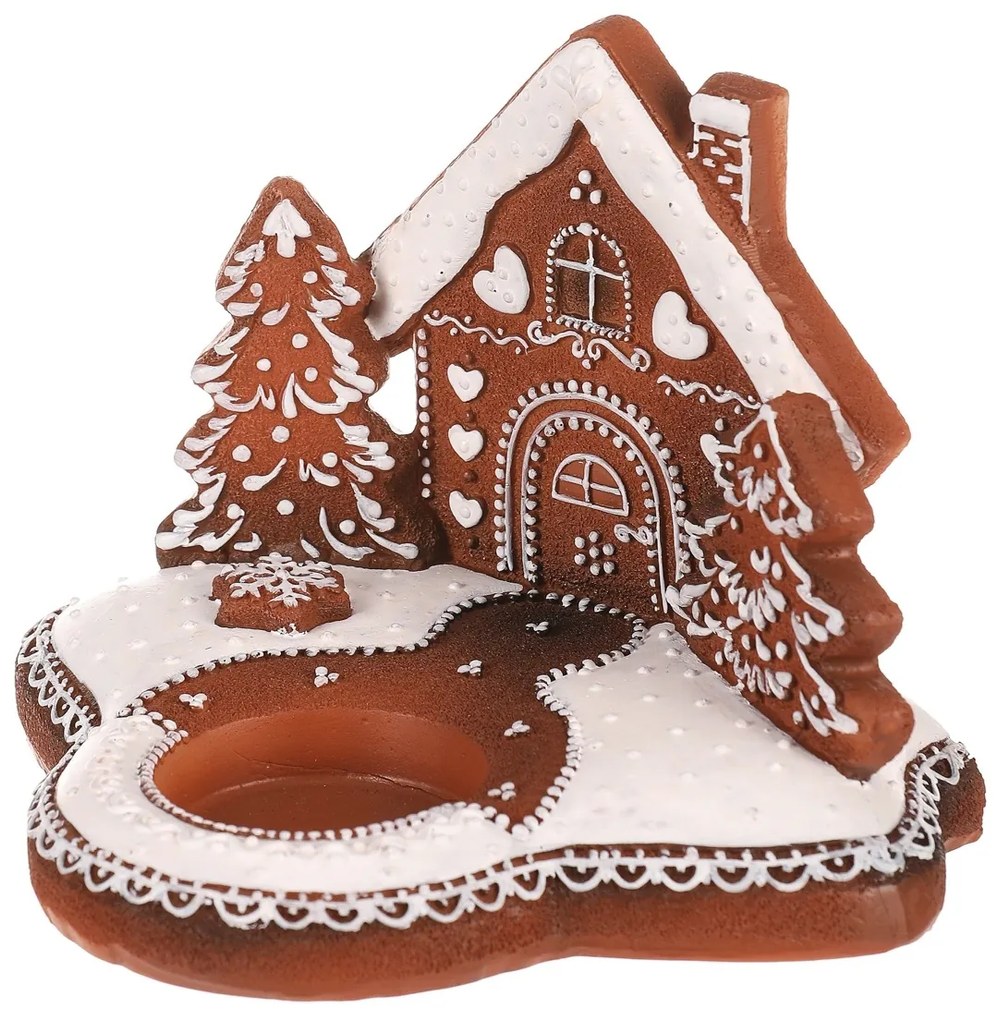 Świecznik Piernikowy domek, żywica, 11 cm
