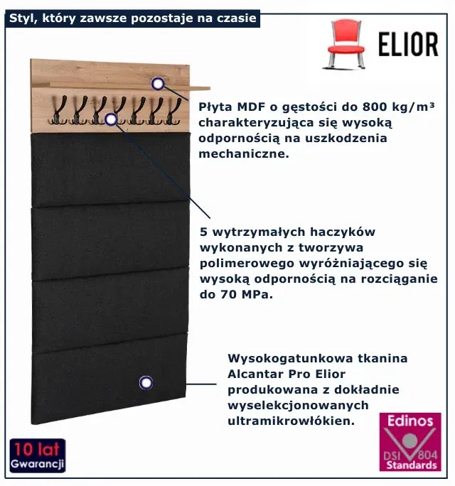 Tapicerowany ścienny wieszak 80 cm P5-B61