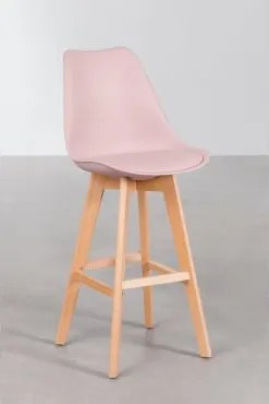 Wysoki Stołek Nordycki Z Poduszką Ze Skóry Ekologicznej Toasted Almond & ↑75 Cm - Sklum