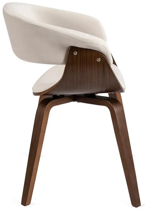 Loftowe welurowe krzesło beżowy + orzech H7-T92