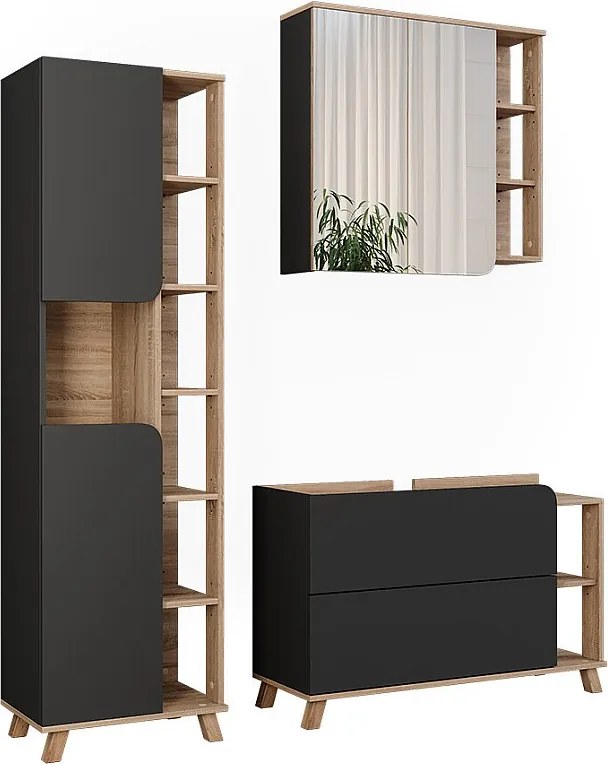 Zestaw mebli łazienkowych sonoma/antracyt 100x35x65 karen