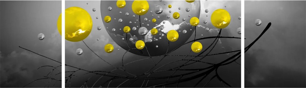 Obraz - żółte abstrakcyjne kule (170x50 cm)