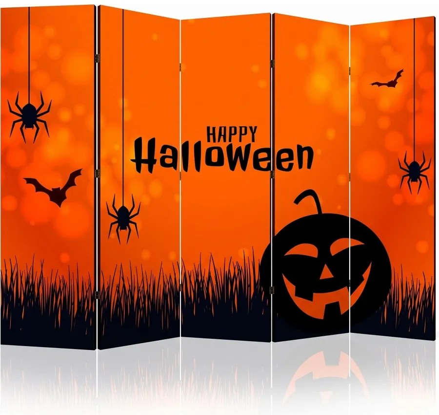Parawan pokojowy 5-częściowy 225x172 Jednostronny dekoracyjny tematyczny świąteczny Czerwony Radosne Halloween