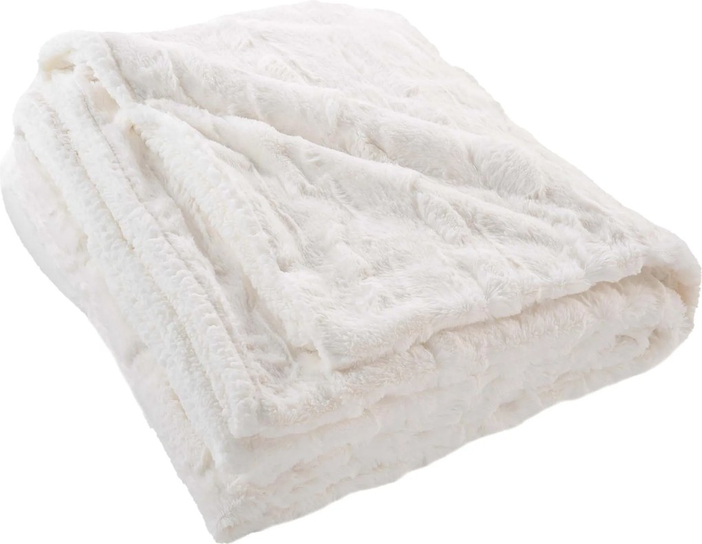 Pluszowy koc ze sztucznego futra, NATURAL