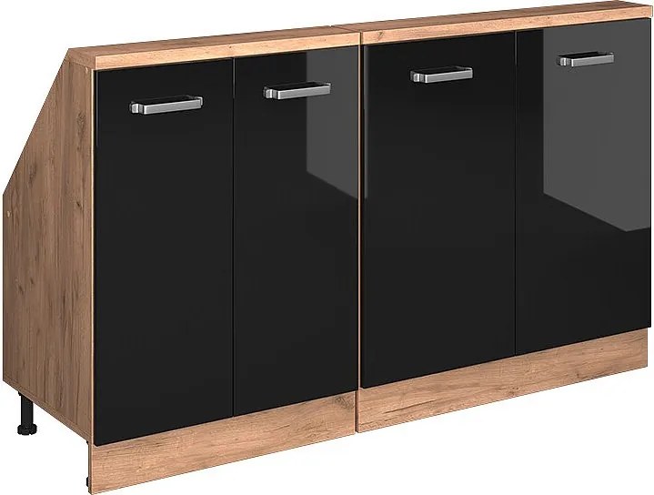 Szafka kuchenna na dach skośny czarny wysoki połysk 140x46x81.6 r-line