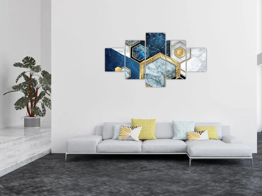 Obraz - Marmurowe sześciokąty (125x70 cm)
