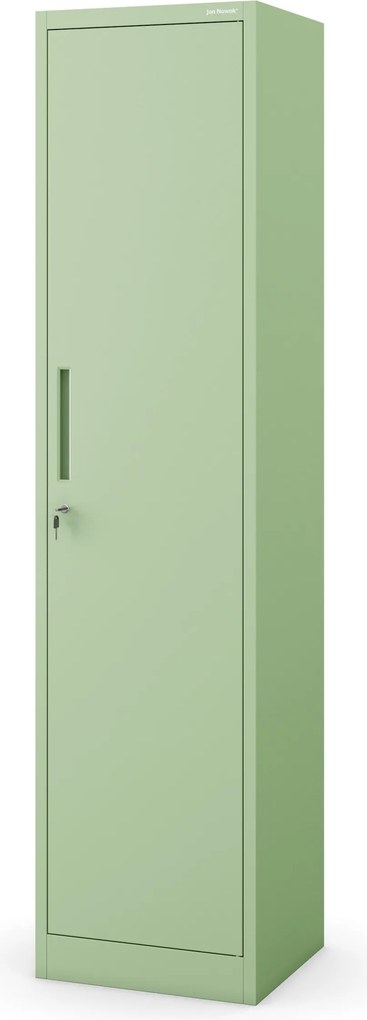 Szafa biurowa metalowa na akta, wąska, pastelowy zielony, 450x1850x400 mm: ALEX Fresh Style