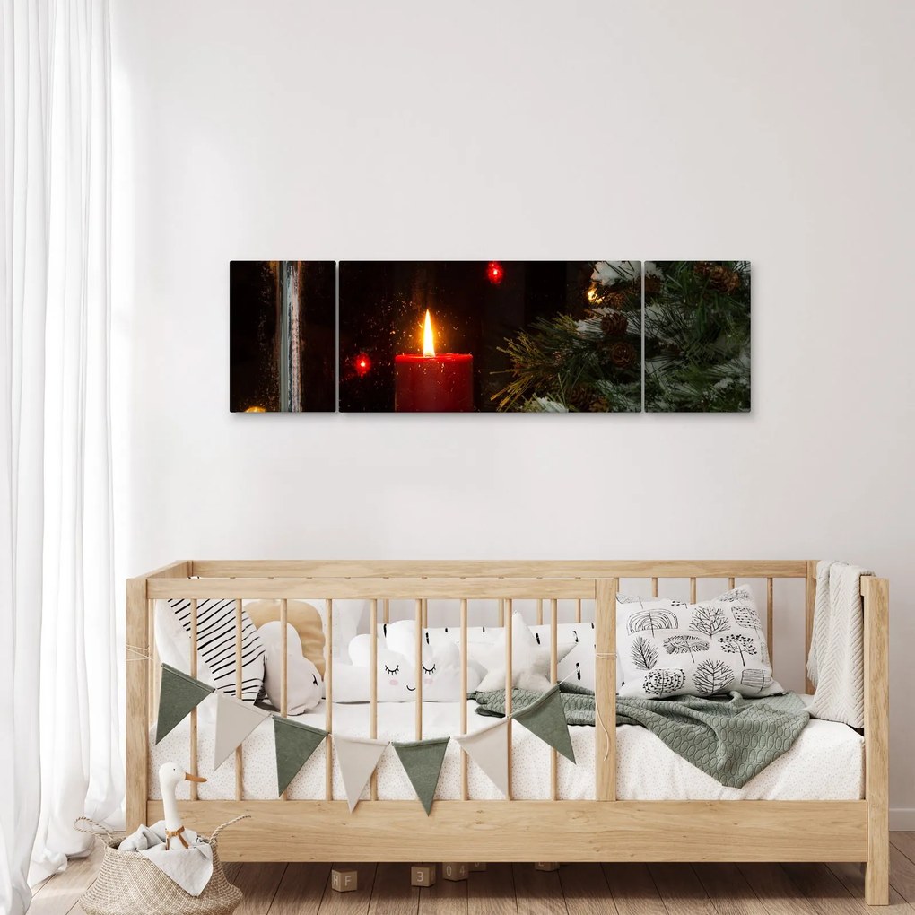 Obraz - Świecąca świeca bożonarodzeniowa (170x50 cm)