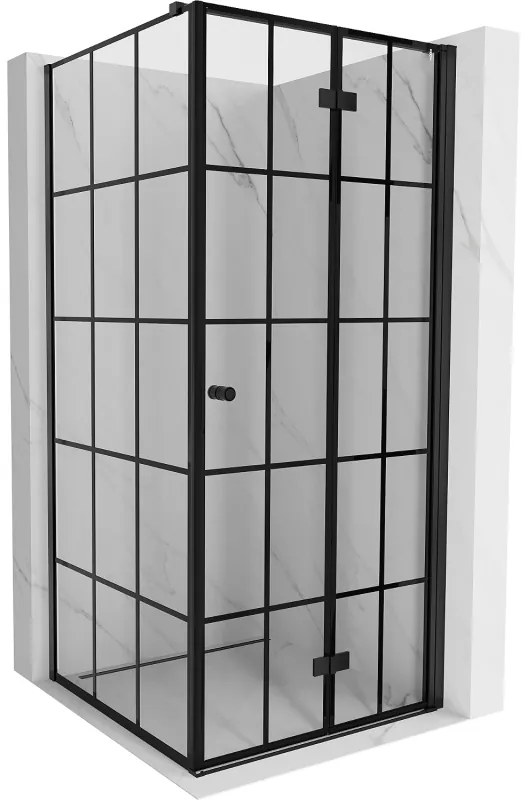 Mexen Mist-F kabina prysznicowa składana prawa 85 x 85 cm, czarna kratka, czarna - 8A6T-085-085-70-77-P