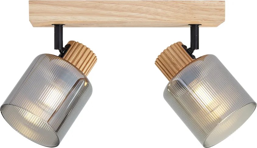 Nowoczesny reflektor drewniany z przydymionym szkłem 2-punktowy obrotowy i uchylny - Gracy