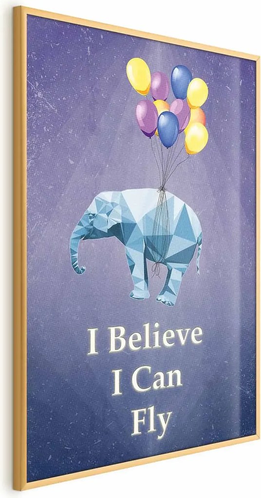Plakat Latający słoń 29,7x42 cm z ramą złotą bez marginesu ARTGEIST B