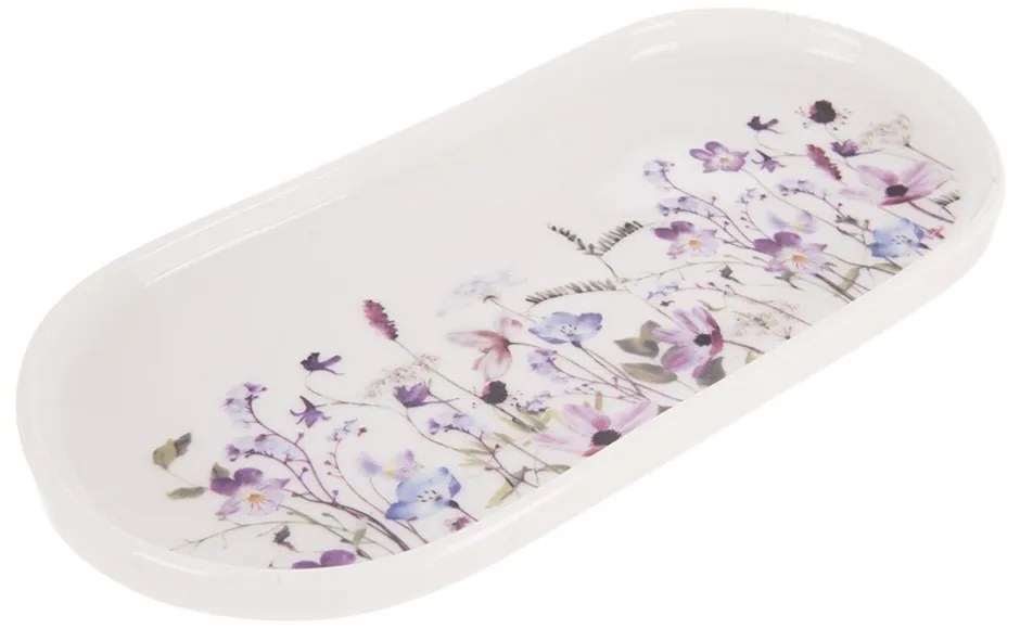 Biało-fioletowy porcelanowy talerz do serwowania Louka – Orion