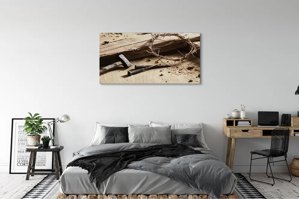 Zdjęcie na płótnie Krzyż, Ciernie i Młotek