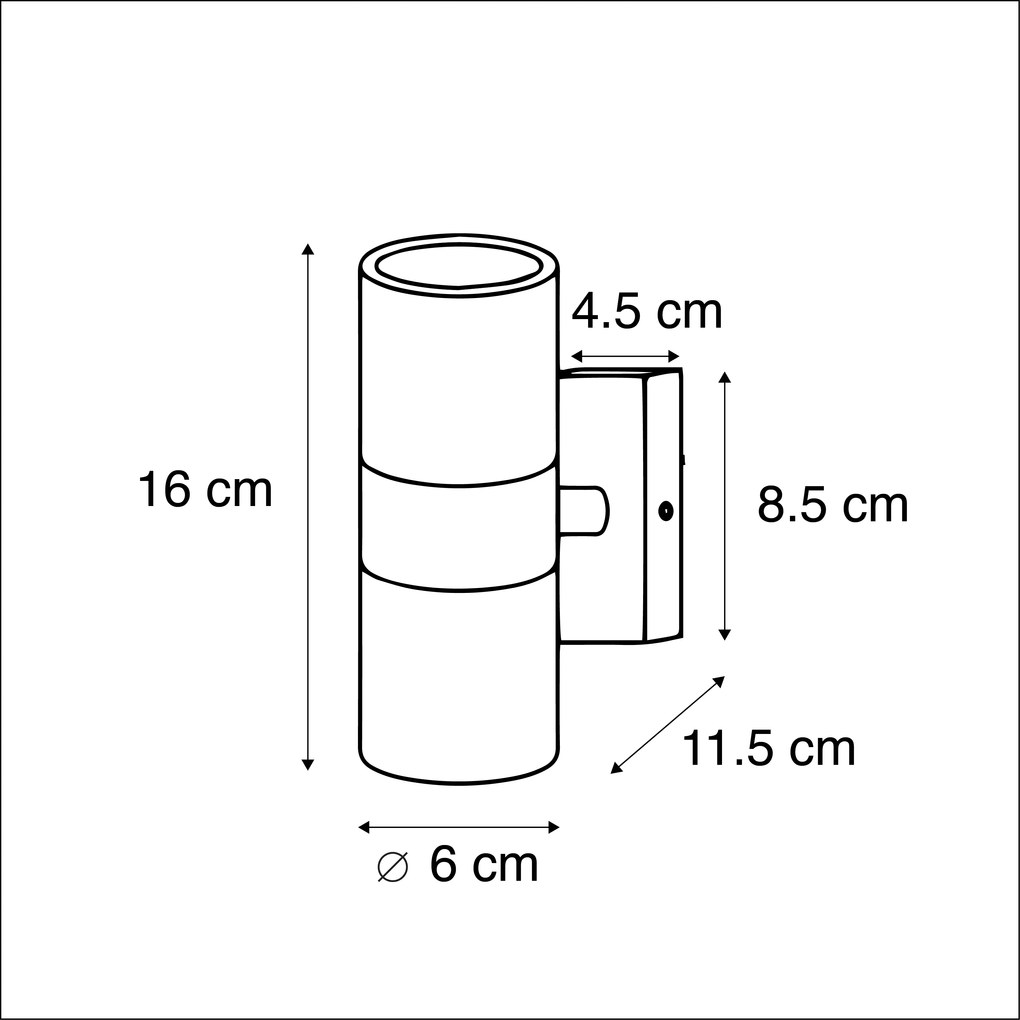Zewnetrzna Kinkiet / Lampa scienna zewnętrzny stalowy 2-płomieniowy IP44 - Duo Nowoczesny Oswietlenie zewnetrzne