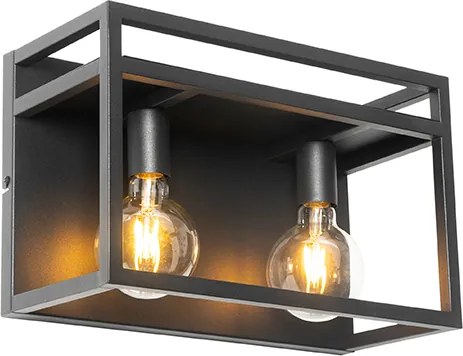 Industrialna lampa ścienna czarna z półką 2-światła - Cage Rack