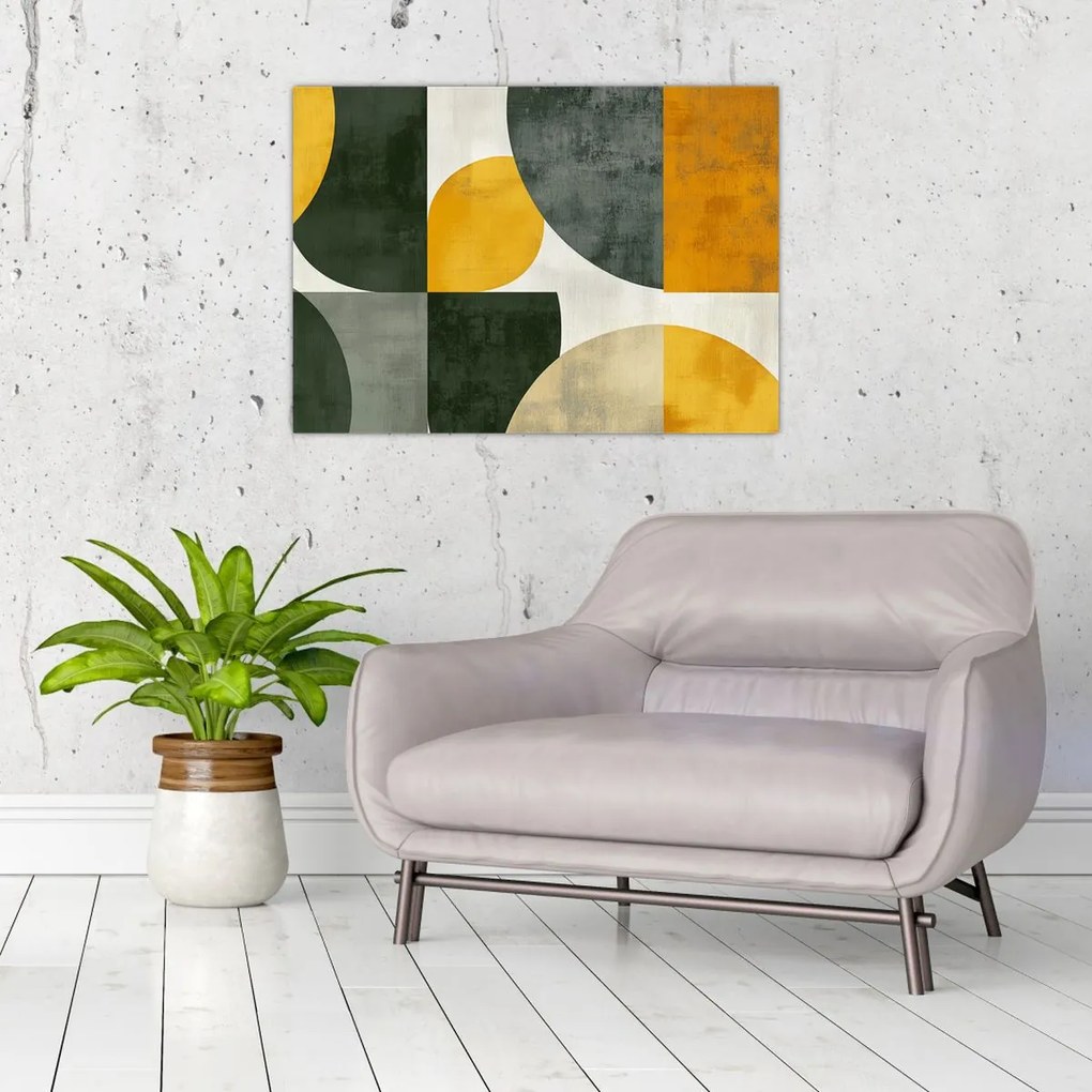 Obraz na szkle - Abstrakcja w oliwkowym kolorze (70x50 cm)