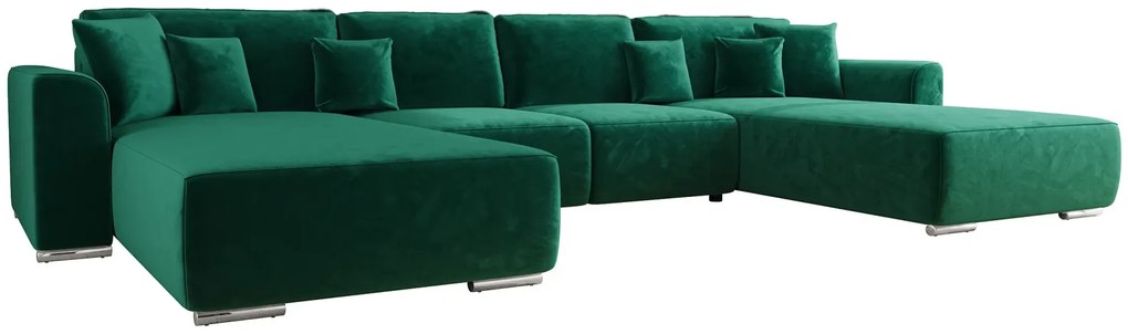 Zielony rozkładany narożnik U z pojemnikiem G9-G92