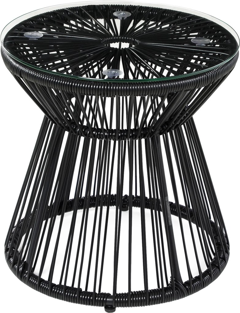 Outsunny Stolik ogrodowy w stylu boho, odporny na warunki atmosferyczne, PE-Rattan, 40 cm x 40 cm x 42 cm, Czarny