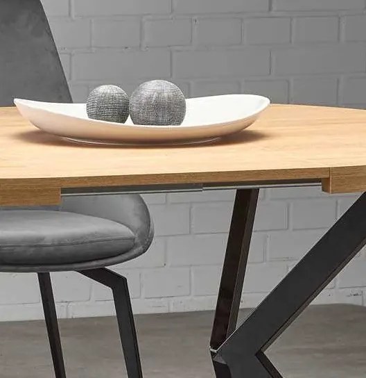 Okrągły rozkładany stół do jadalni Peroni dąb złoty / czarny