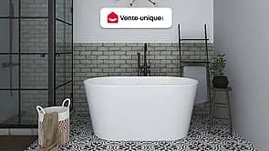 Wanna wolnostojąca owalna – 180 l – 130 × 71 × 58 cm (dł. × szer. × wys.) – kolor biały – akrylowa - APOGON