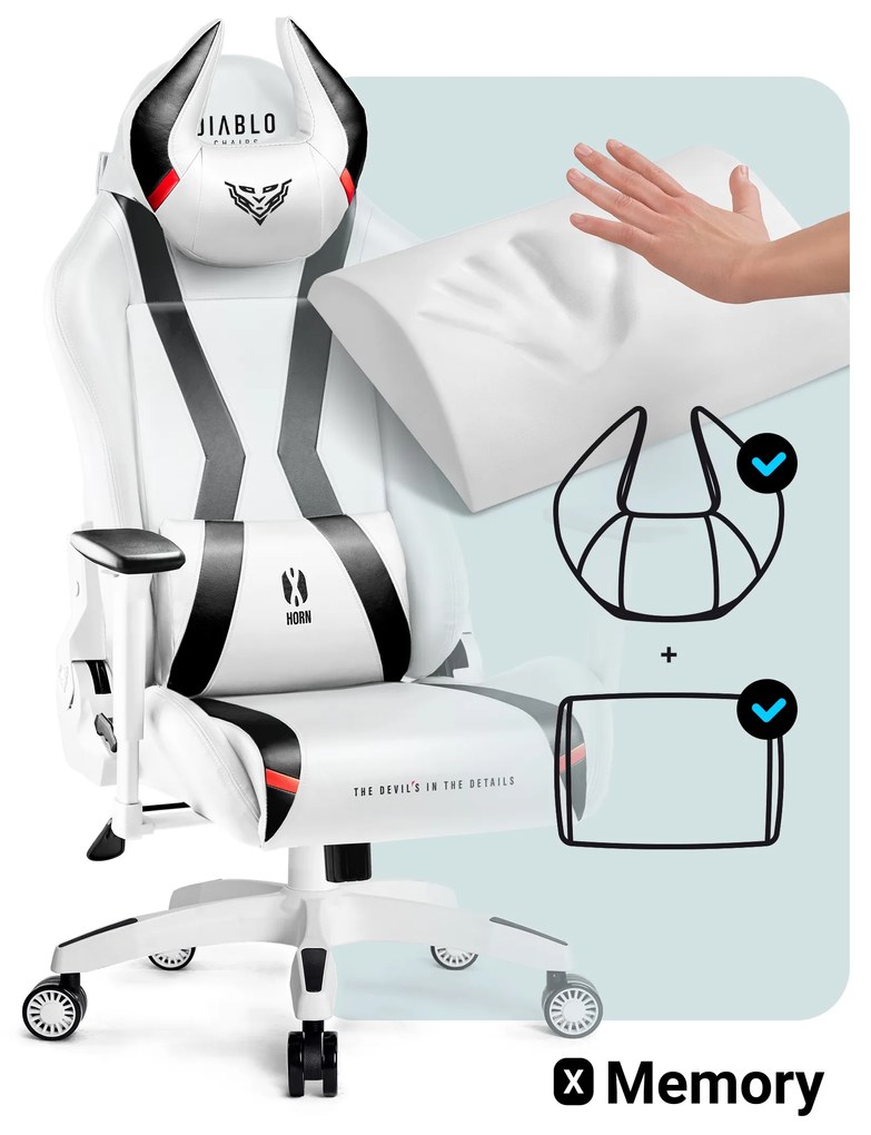 Fotel gamingowy Diablo X-Horn 2.0 King Size, biało-czarny