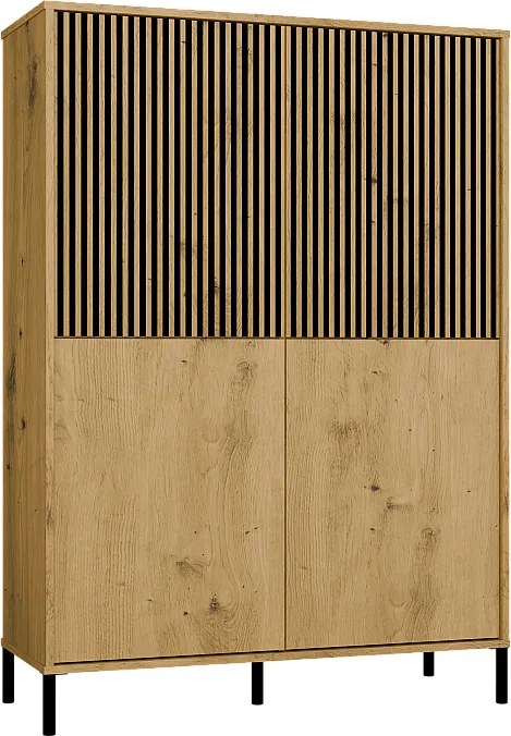 KAMARO Witryna 4D Slim | Dąb Artisan  | 103.5x40x147.5 cm |  4 Drzwi Gładkie/Ryflowane