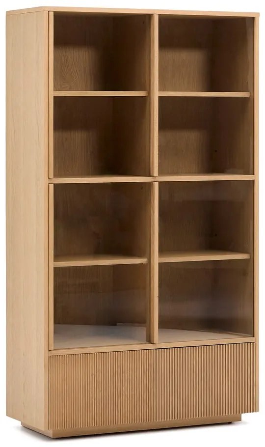 Witryna w dekorze dębu z drzwiami przesuwnymi w naturalnym kolorze 100x174x40 cm Helvine – Kave Home