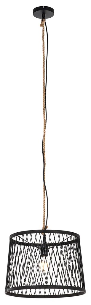 Zewnetrzna Rustykalna lampa wisząca zewnętrzna czarna rattan 40 cm - Calamus Rustykalny / Vintage Oswietlenie zewnetrzne