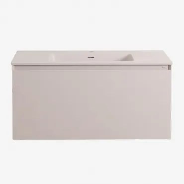 Zestaw Wiszących Mebli Łazienkowych Zintegrowany Z Umywalką Macrae Nature & Bezlusterkowiec & Bez Kranu & ↔︎ 100 Cm - Sklum