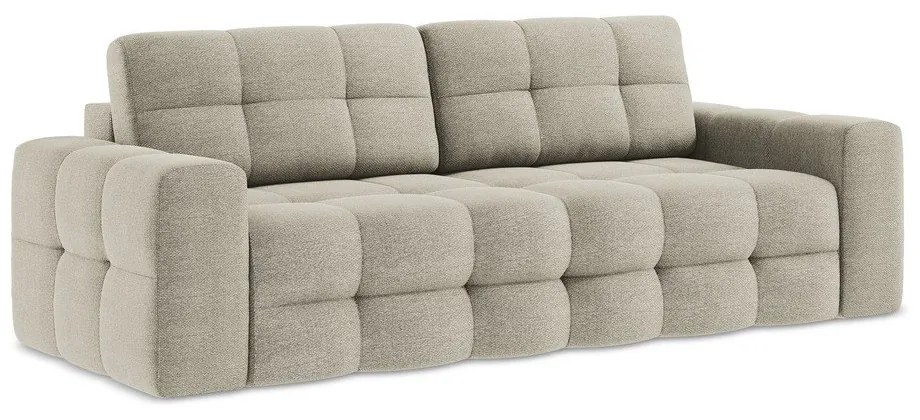 Szarobrązowa rozkładana sofa z materiału bouclé 255 cm Milu – Makamii