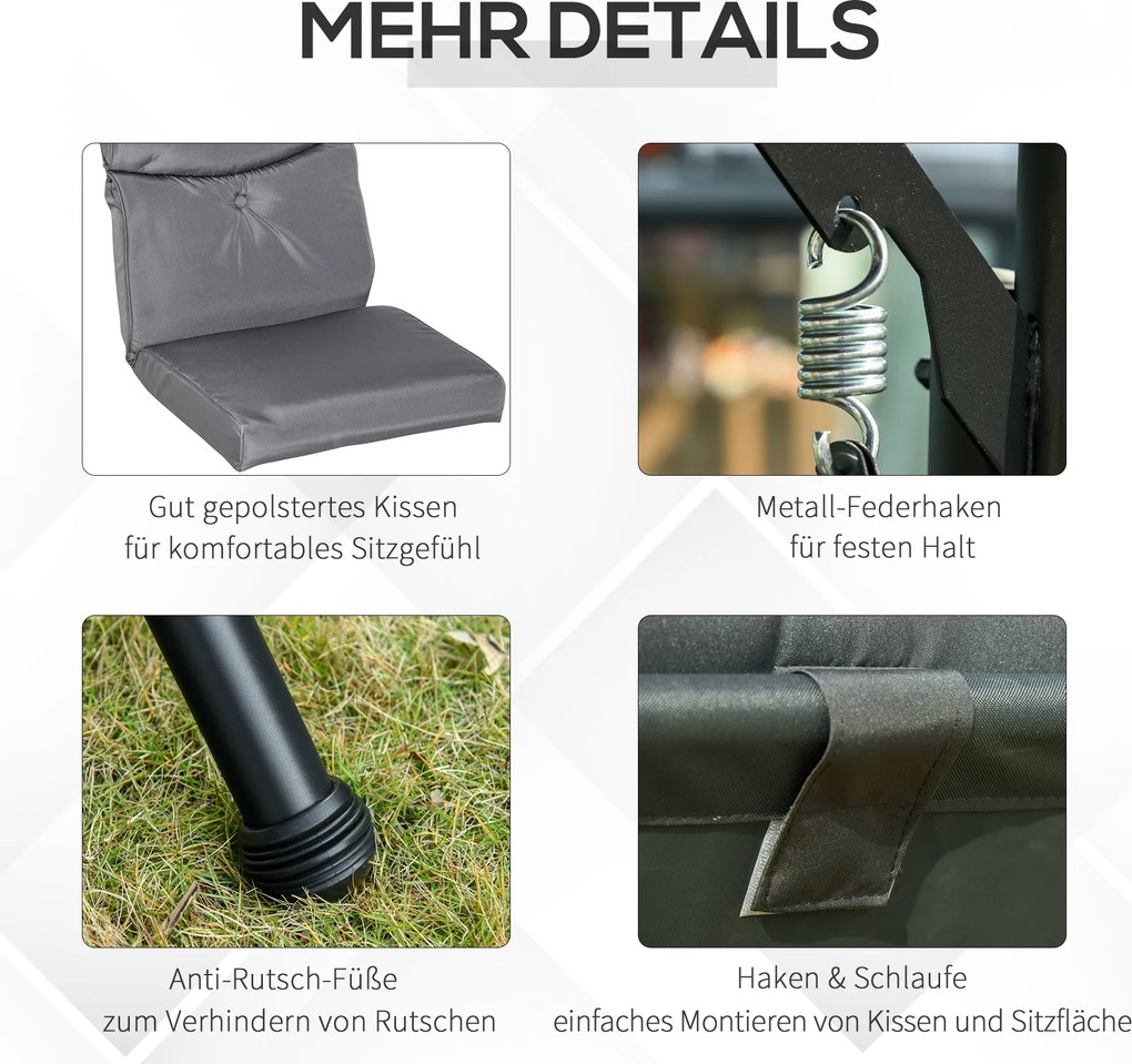 Outsunny: Elegancka Huśtawka Ogrodowa 3-osobowa z Daszkiem i Dodatkowymi Stoliczkami