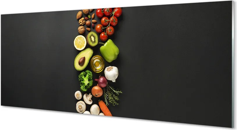 Panel szklany do Kuchni Kompozycja: Cytryna, Awokado i Marchew
