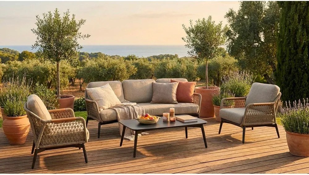 Jasnobrązowy metalowy fotel ogrodowy Eulero – Bizzotto