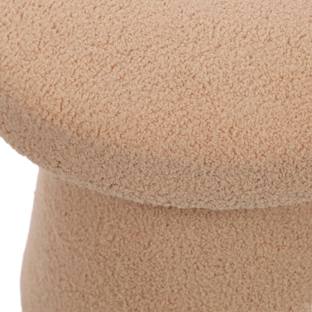 Pufa okrągła tapicerowana TEDDY grzybek boucle, Ø 43 x 38 cm