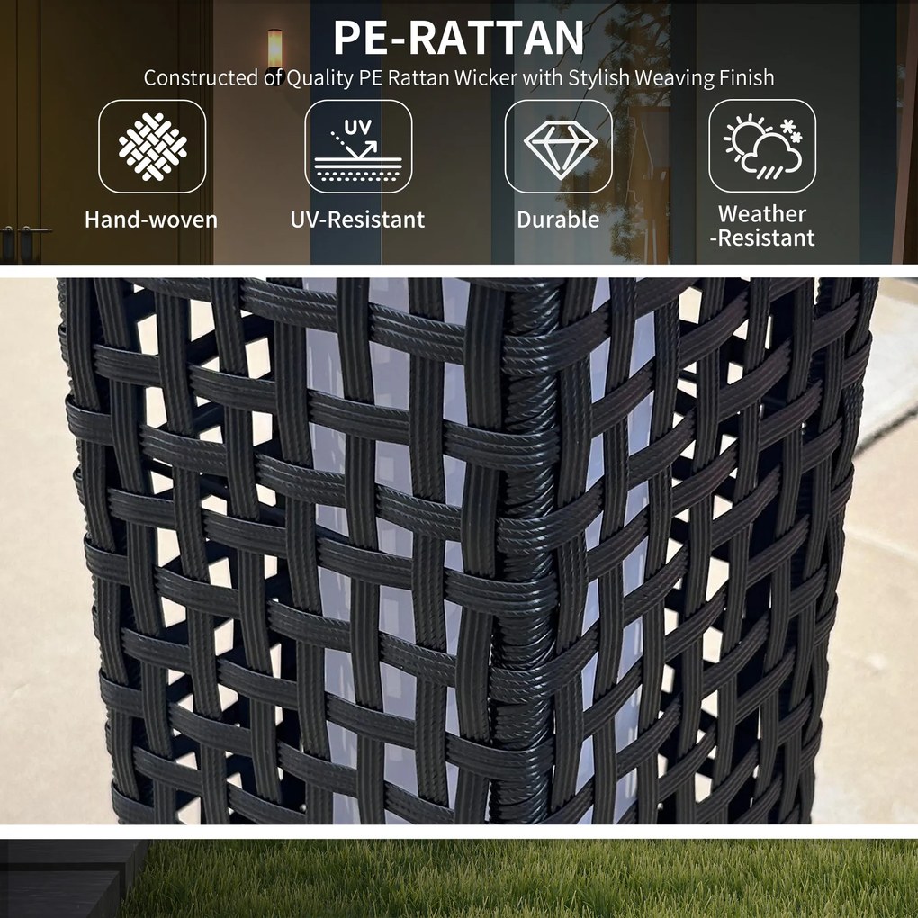 Outsunny Lampa Solarna Ogrodowa Rattan Wodoodporna z Czujnikiem Światła Stal Czarny 155x155x46cm | Aosom PL